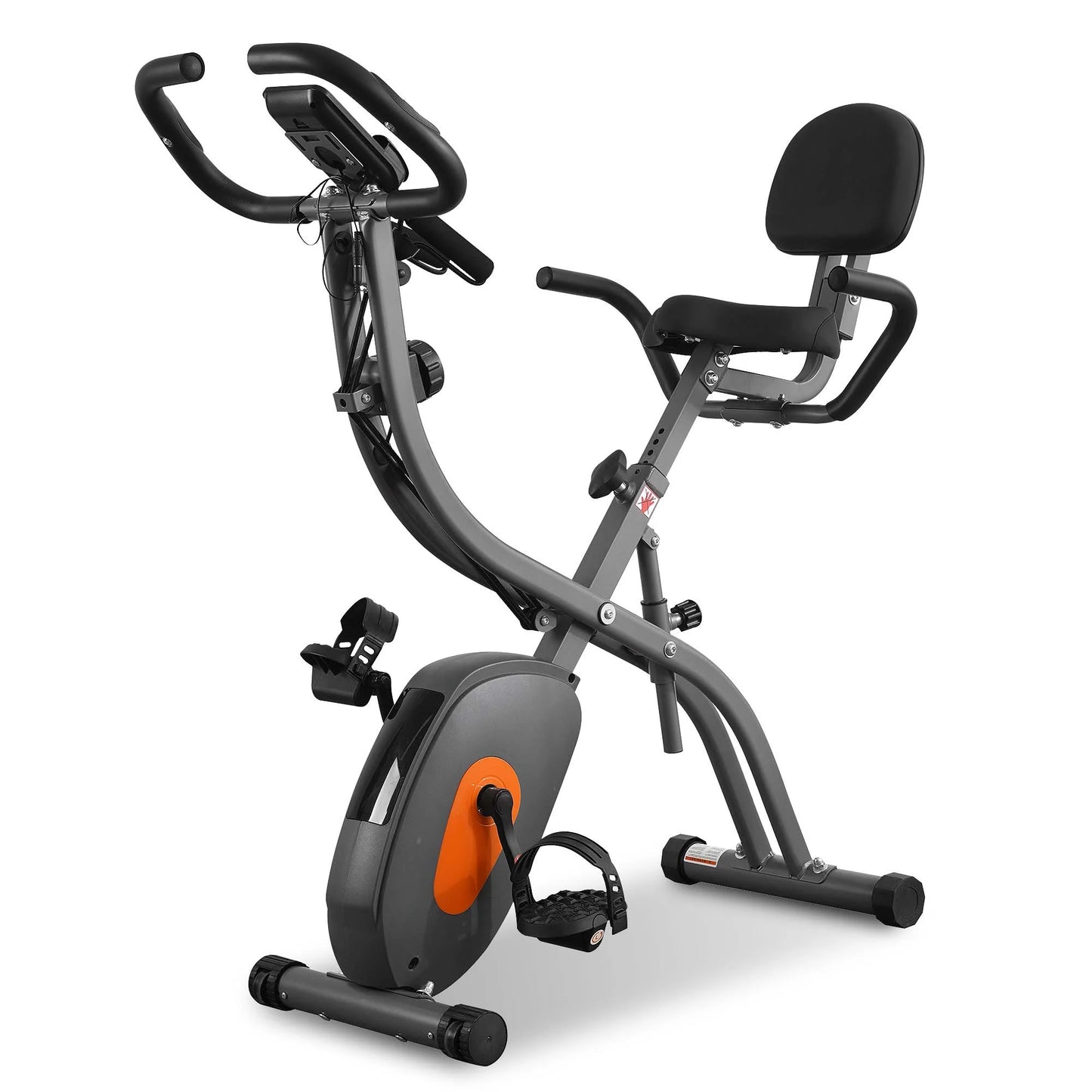 Folding Exercise Bike Stationary Magnetic Recumbent 3-In-1 Adjustable Arm Resistance Bands for Home Use